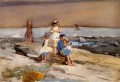 Niños en la playa Realismo pintor marino Winslow Homer